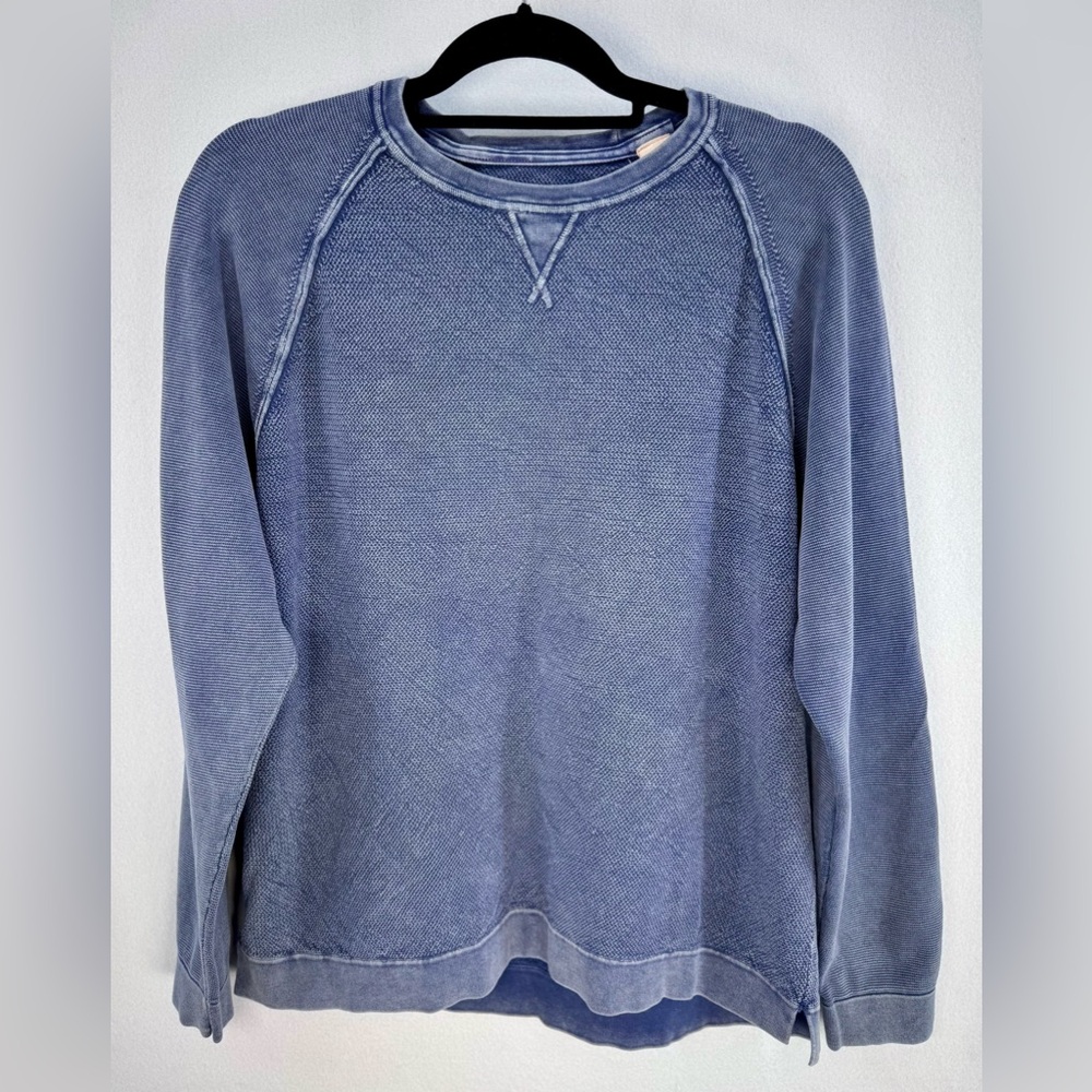 Men’s Tommy Bahama Relax Blue Crewneck Sweater Distressed 💯 Cotton Sz L
